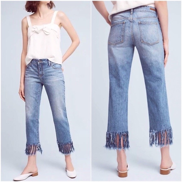 Anthropologie | Jeans | Anthropologie Hyphen Crop Fringe Hem Jean ...